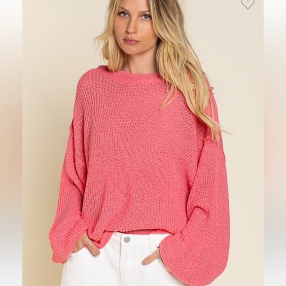 46 Barbie pink balloon sleeve oversized sweater | S M L | - Picture 3 of 8